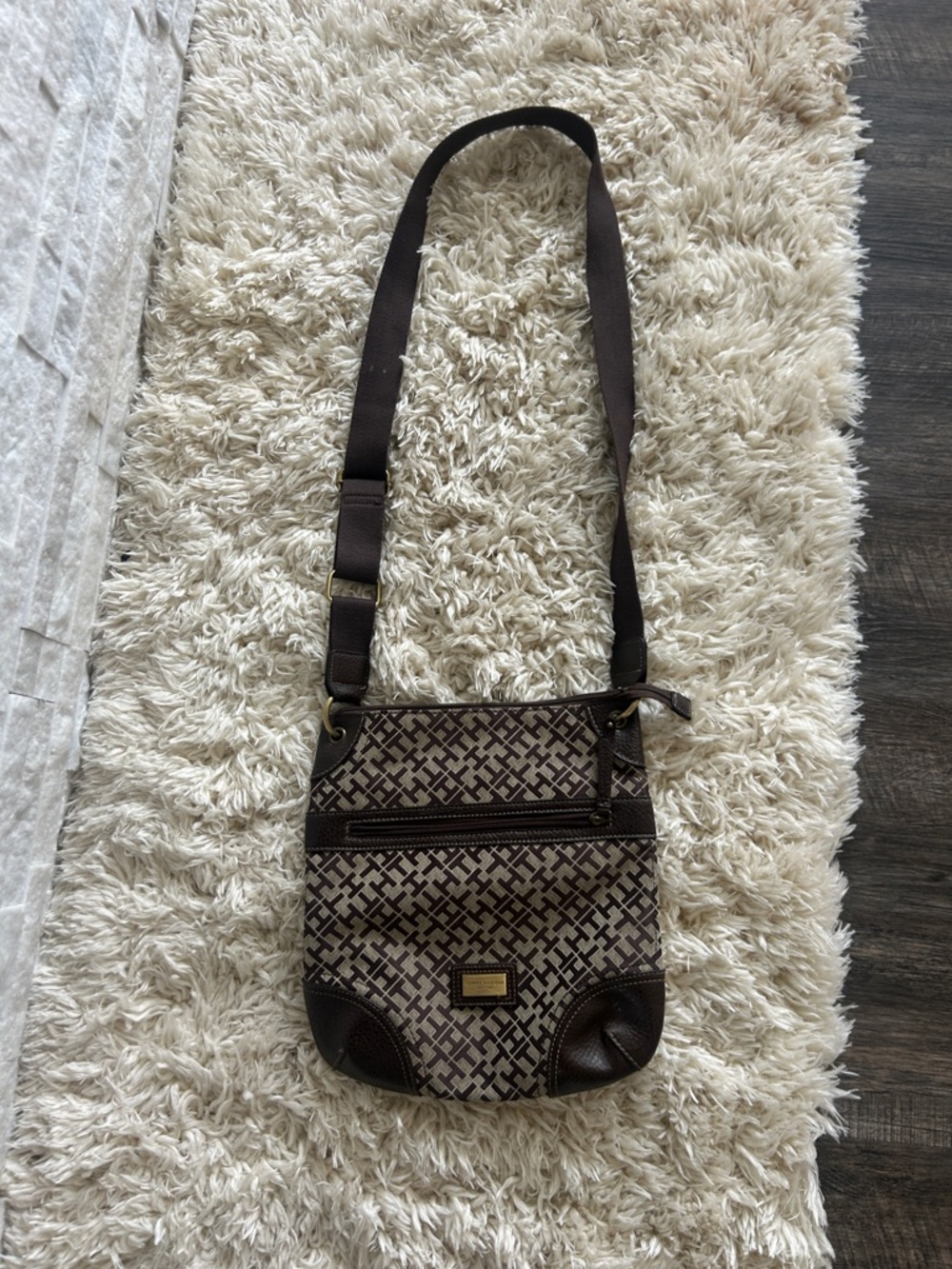 Tommy Hilfiger Brown Patterned Crossbody Bag